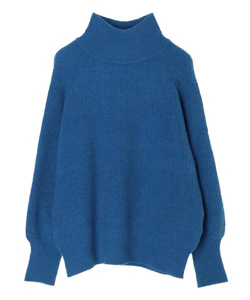 Editt by YECCA VECCA（エディットバイイェッカヴェッカ）の「・畦編みハイネックニットプルオーバー（ニット/セーター・レディース・ベージュ/オレンジ/ブルー/杢グレー・FREE）」の20枚目の写真