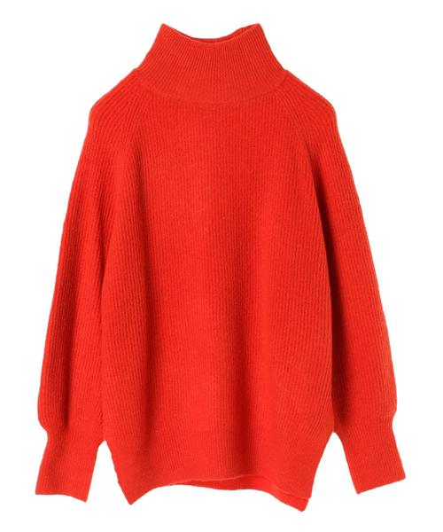 Editt by YECCA VECCA（エディットバイイェッカヴェッカ）の「・畦編みハイネックニットプルオーバー（ニット/セーター・レディース・ベージュ/オレンジ/ブルー/杢グレー・FREE）」の14枚目の写真