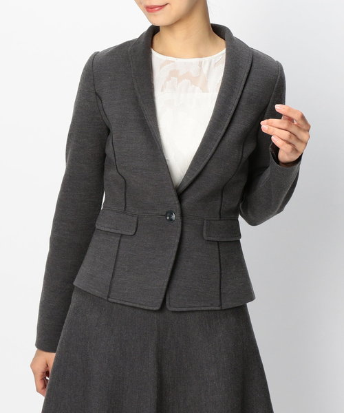 NARACAMICIE（ナラカミーチェ）の「ニットソーペプラムジャケット（テーラードジャケット・レディース・グレー/ブラック・MEDIUM/LARGE）」の18枚目の写真