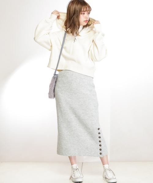 natural couture（ナチュラルクチュール）の「ハーフジップショートパーカー（パーカー・レディース・ライトグレー/ブラック/アイボリー/パープル/ピンク・FREE）」の6枚目の写真