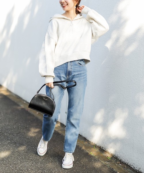 natural couture（ナチュラルクチュール）の「ハーフジップショートパーカー（パーカー・レディース・ライトグレー/ブラック/アイボリー/パープル/ピンク・FREE）」の12枚目の写真