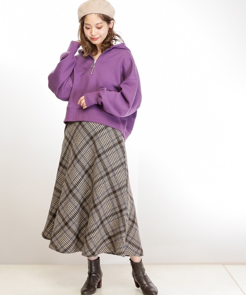 natural couture（ナチュラルクチュール）の「ハーフジップショートパーカー（パーカー・レディース・ライトグレー/ブラック/アイボリー/パープル/ピンク・FREE）」の15枚目の写真