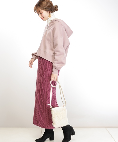 natural couture（ナチュラルクチュール）の「ハーフジップショートパーカー（パーカー・レディース・ライトグレー/ブラック/アイボリー/パープル/ピンク・FREE）」の18枚目の写真