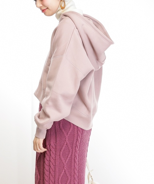 natural couture（ナチュラルクチュール）の「ハーフジップショートパーカー（パーカー・レディース・ライトグレー/ブラック/アイボリー/パープル/ピンク・FREE）」の20枚目の写真