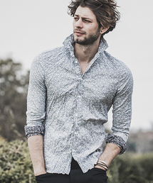 ms3752-Flower Pattern Crinkle Shirts シャツ