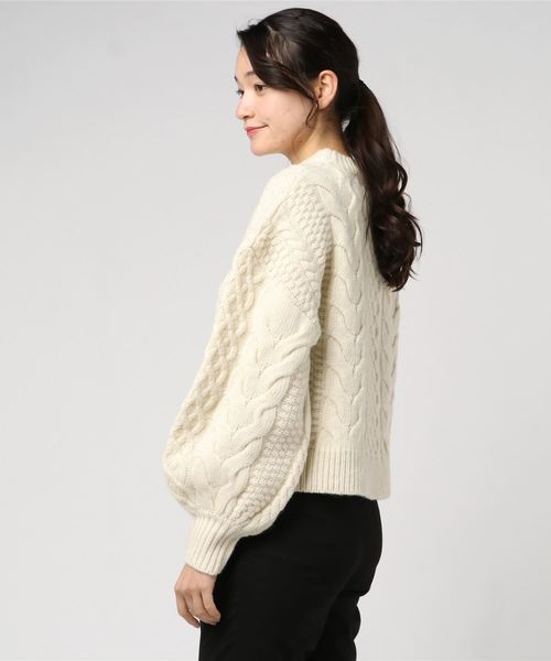 CLANE（クラネ）の「【CLANE】CABLE PUFF KNIT TOPS 15106-2211（ニット/セーター・レディース・ホワイト/ブラック/グレー・2）」の4枚目の写真