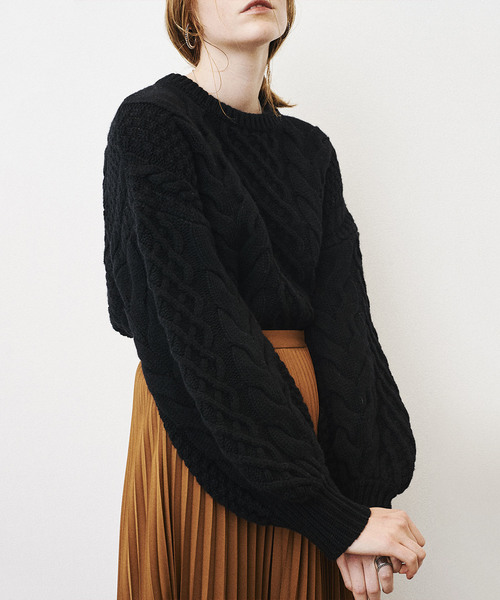 CLANE（クラネ）の「【CLANE】CABLE PUFF KNIT TOPS 15106-2211（ニット/セーター・レディース・ホワイト/ブラック/グレー・2）」の9枚目の写真