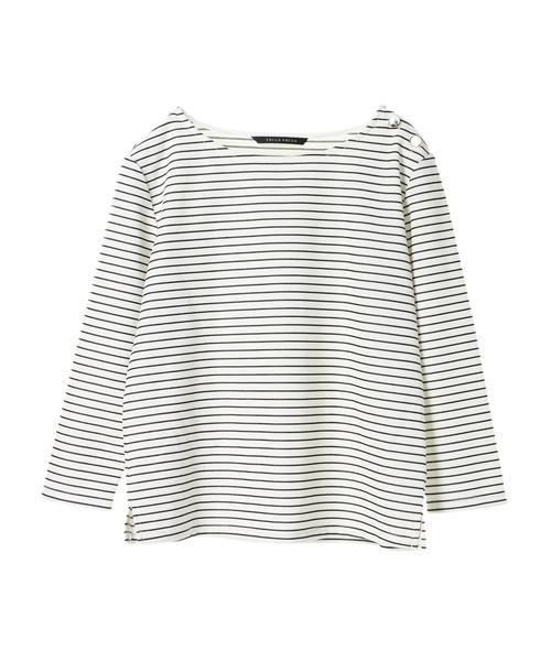 YECCA VECCA（イェッカヴェッカ）の「Ｐ．ボーダープルオーバー（Tシャツ/カットソー・レディース・ネイビー/オフホワイト・FREE）」の3枚目の写真