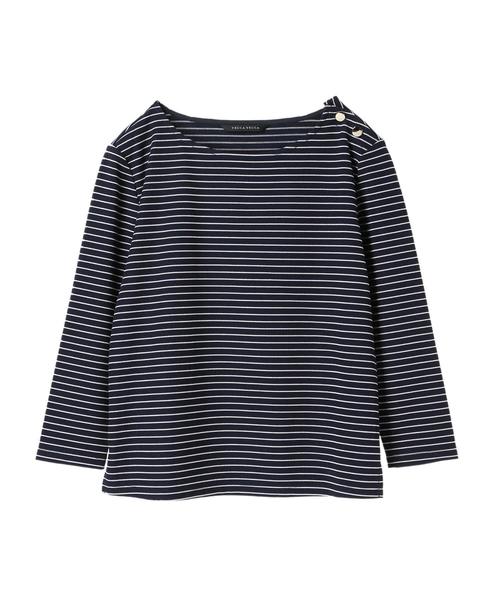 YECCA VECCA（イェッカヴェッカ）の「Ｐ．ボーダープルオーバー（Tシャツ/カットソー・レディース・ネイビー/オフホワイト・FREE）」の4枚目の写真