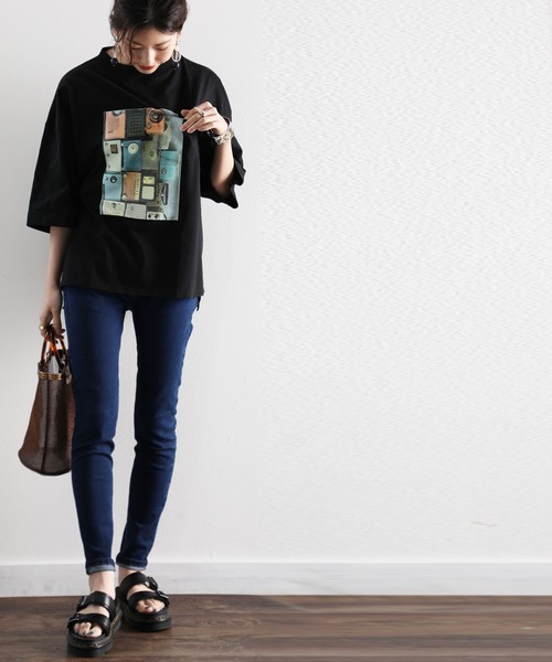 セール Tシャツ カットソー トップス ポケット付きプリント五分袖tシャツ Tシャツ カットソー Classicalelf クラシカルエルフ のファッション