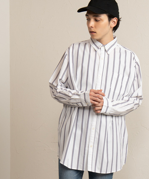 WEGO（ウィゴー）の「WEGO/マルチストライプロングシャツ（シャツ/ブラウス・メンズ・ブルー系その他4/ホワイト系その他4・LARGE/MEDIUM）」の2枚目の写真