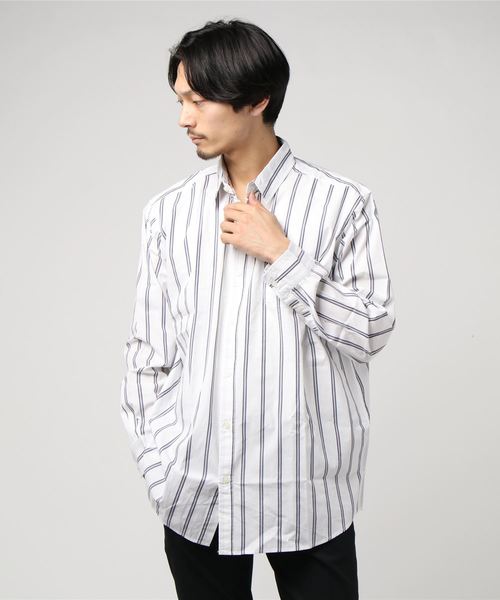 WEGO（ウィゴー）の「WEGO/マルチストライプロングシャツ（シャツ/ブラウス・メンズ・ブルー系その他4/ホワイト系その他4・LARGE/MEDIUM）」の14枚目の写真