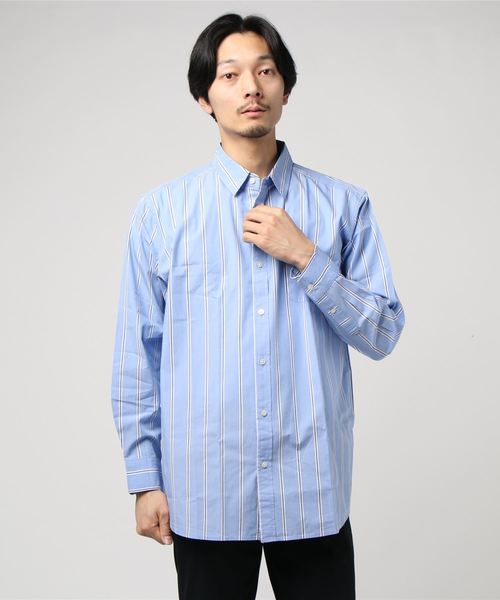 WEGO（ウィゴー）の「WEGO/マルチストライプロングシャツ（シャツ/ブラウス・メンズ・ブルー系その他4/ホワイト系その他4・LARGE/MEDIUM）」の12枚目の写真