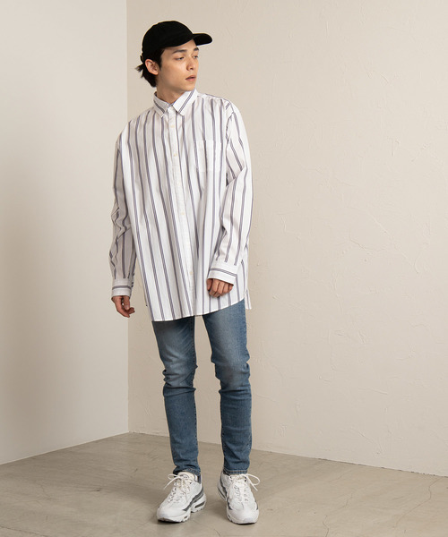 WEGO（ウィゴー）の「WEGO/マルチストライプロングシャツ（シャツ/ブラウス・メンズ・ブルー系その他4/ホワイト系その他4・LARGE/MEDIUM）」の16枚目の写真