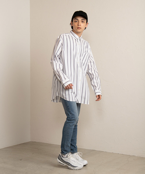 WEGO（ウィゴー）の「WEGO/マルチストライプロングシャツ（シャツ/ブラウス・メンズ・ブルー系その他4/ホワイト系その他4・LARGE/MEDIUM）」の7枚目の写真