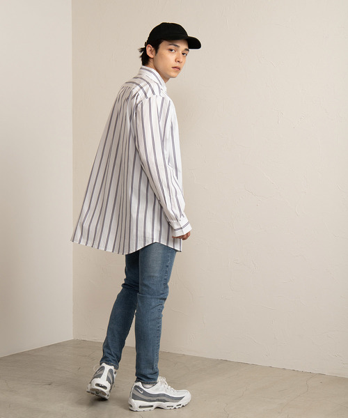 WEGO（ウィゴー）の「WEGO/マルチストライプロングシャツ（シャツ/ブラウス・メンズ・ブルー系その他4/ホワイト系その他4・LARGE/MEDIUM）」の5枚目の写真