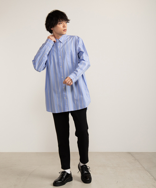 WEGO（ウィゴー）の「WEGO/マルチストライプロングシャツ（シャツ/ブラウス・メンズ・ブルー系その他4/ホワイト系その他4・LARGE/MEDIUM）」の15枚目の写真