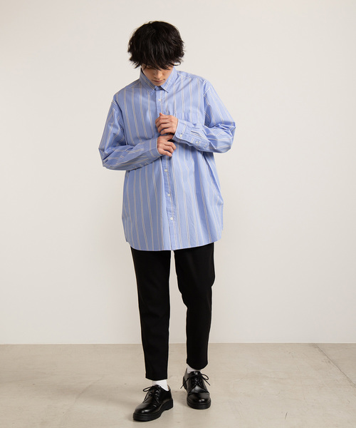 WEGO（ウィゴー）の「WEGO/マルチストライプロングシャツ（シャツ/ブラウス・メンズ・ブルー系その他4/ホワイト系その他4・LARGE/MEDIUM）」の11枚目の写真