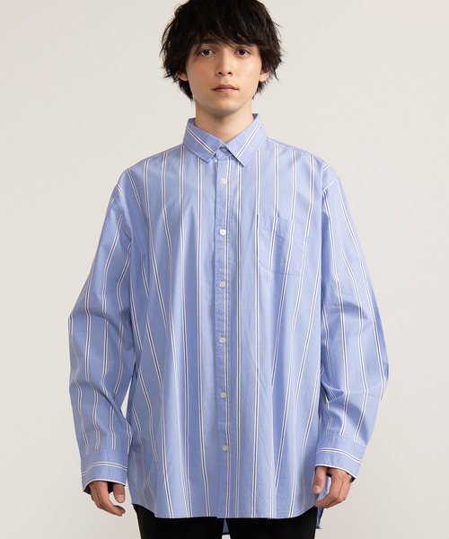 WEGO（ウィゴー）の「WEGO/マルチストライプロングシャツ（シャツ/ブラウス・メンズ・ブルー系その他4/ホワイト系その他4・LARGE/MEDIUM）」の17枚目の写真