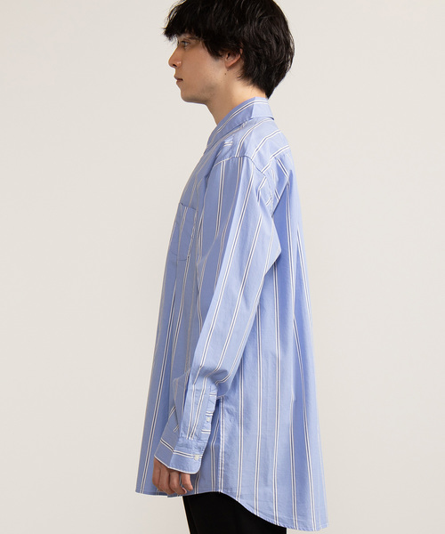 WEGO（ウィゴー）の「WEGO/マルチストライプロングシャツ（シャツ/ブラウス・メンズ・ブルー系その他4/ホワイト系その他4・LARGE/MEDIUM）」の10枚目の写真