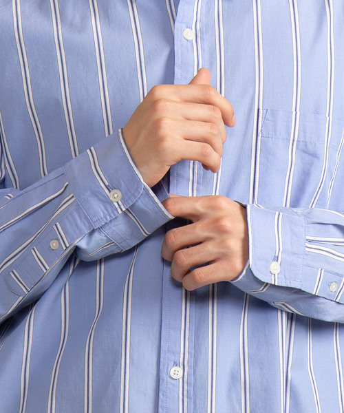 WEGO（ウィゴー）の「WEGO/マルチストライプロングシャツ（シャツ/ブラウス・メンズ・ブルー系その他4/ホワイト系その他4・LARGE/MEDIUM）」の6枚目の写真