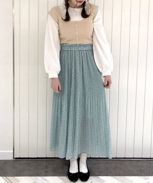 archives(アルシーヴ)の「レトロ花柄消しプリーツスカート(スカート・レディース・ブラック/ピンク/アイボリー/グリーン系その他・MEDIUM)」の7枚目の写真