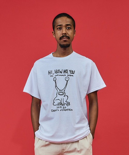 DANIEL JOHNSTON(ダニエルジョンストン)の「S/S PRINT TEE "HI HOW ARE YOU?" /ショート スリーブ プリント ティー ”ハイ ハウアーユー?”(Tシャツ/カットソー・メンズ・ホワイト/ブラック・MEDIUM/LARGE/X-LARGE/SMALL)」の8枚目の写真