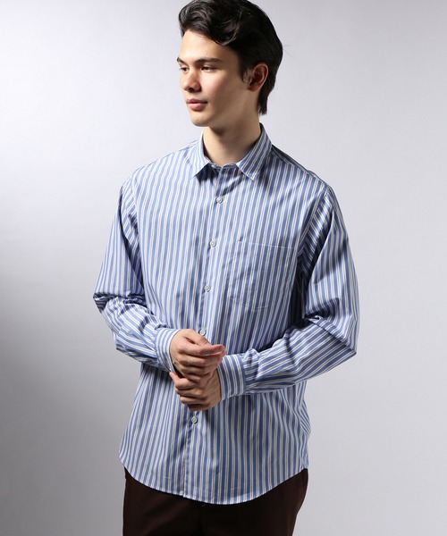 EDIFICE（エディフィス）の「BLUE STRIPE WIDE REGULAR（シャツ/ブラウス・メンズ・ライトブルー/サックスブルー/ブルー系その他・MEDIUM/SMALL/LARGE/FREE）」の2枚目の写真