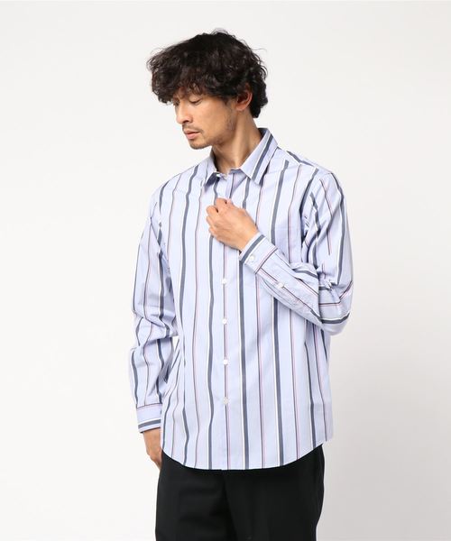EDIFICE（エディフィス）の「BLUE STRIPE WIDE REGULAR（シャツ/ブラウス・メンズ・ライトブルー/サックスブルー/ブルー系その他・MEDIUM/SMALL/LARGE/FREE）」の4枚目の写真