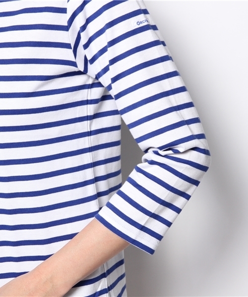 ORCIVAL（オーシバル）の「【ORCIVAL】40/2ストライプボートネックTシャツ（Tシャツ/カットソー・レディース・オレンジ/トップグレー/ロイヤルブルー/イエロー・MEDIUM/SMALL）」の5枚目の写真