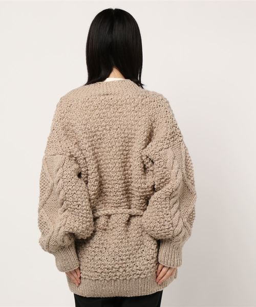 kha:ki(カーキ)の「「KHA:KI / カーキ」ニュージーランドウール手編みニットカーディガン"HAND KNIT CARDIGAN"(カーディガン/ボレロ・レディース・ブラウン/アイボリー/ライトベージュ・1)」の5枚目の写真