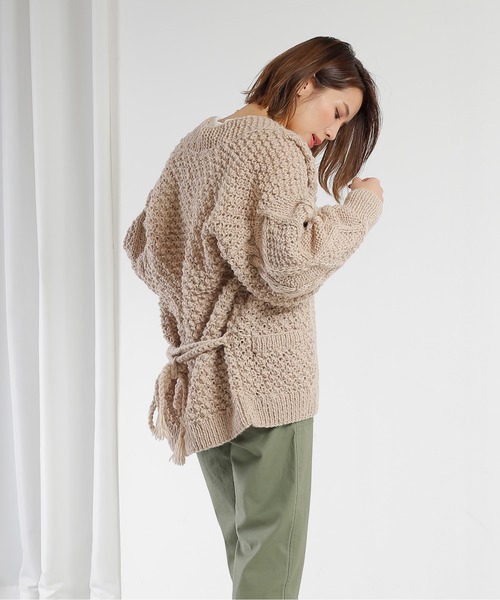 kha:ki(カーキ)の「「KHA:KI / カーキ」ニュージーランドウール手編みニットカーディガン"HAND KNIT CARDIGAN"(カーディガン/ボレロ・レディース・ブラウン/アイボリー/ライトベージュ・1)」の3枚目の写真