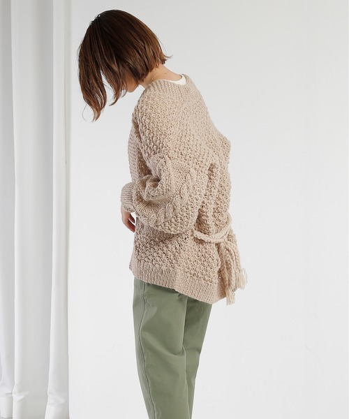kha:ki(カーキ)の「「KHA:KI / カーキ」ニュージーランドウール手編みニットカーディガン"HAND KNIT CARDIGAN"(カーディガン/ボレロ・レディース・ブラウン/アイボリー/ライトベージュ・1)」の7枚目の写真