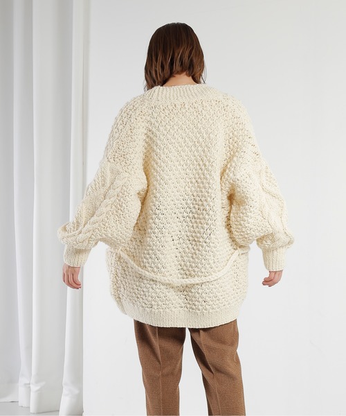 kha:ki(カーキ)の「「KHA:KI / カーキ」ニュージーランドウール手編みニットカーディガン"HAND KNIT CARDIGAN"(カーディガン/ボレロ・レディース・ブラウン/アイボリー/ライトベージュ・1)」の14枚目の写真