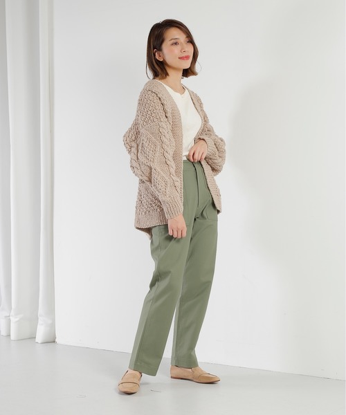 kha:ki(カーキ)の「「KHA:KI / カーキ」ニュージーランドウール手編みニットカーディガン"HAND KNIT CARDIGAN"(カーディガン/ボレロ・レディース・ブラウン/アイボリー/ライトベージュ・1)」の15枚目の写真
