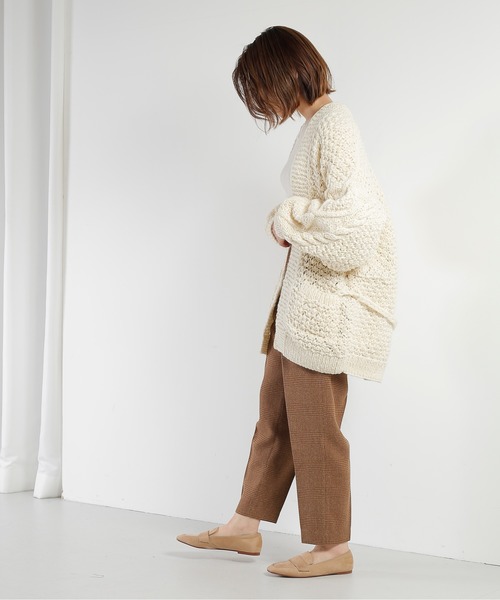 kha:ki(カーキ)の「「KHA:KI / カーキ」ニュージーランドウール手編みニットカーディガン"HAND KNIT CARDIGAN"(カーディガン/ボレロ・レディース・ブラウン/アイボリー/ライトベージュ・1)」の22枚目の写真