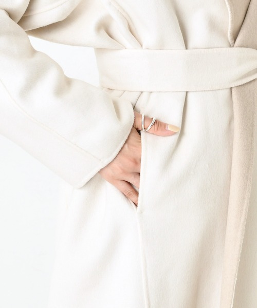 DouDou（ドゥドゥ）の「ノーカラーロングコート（その他アウター・レディース・ブラウン/オフホワイト・FREE）」の18枚目の写真