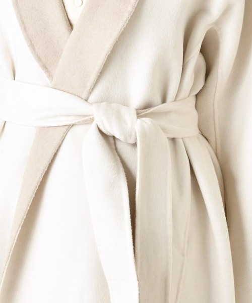 DouDou（ドゥドゥ）の「ノーカラーロングコート（その他アウター・レディース・ブラウン/オフホワイト・FREE）」の19枚目の写真