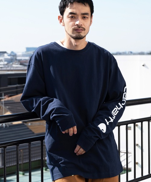 Carhartt(カーハート)の「Carhartt 袖ロゴロンT(Tシャツ/カットソー・メンズ・ブラック/ネイビー/ヘザーグレー/ブルー系その他2/グリーン系その他/コーラル/ワイン/ブルー系その他/ホワイト系その他/その他1・MEDIUM/LARGE/SMALL/X-LARGE)」の6枚目の写真