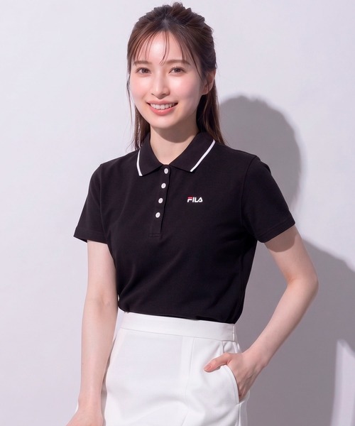 FILA（フィラ）の「FILA/フィラ ポロシャツ 半袖 UVカット 綿100％ 衿ライン ボタンダウン（ポロシャツ・レディース・ホワイト/ブラック/ネイビー/ピンク系その他/ベージュ/White/Navy/PINK/Black・L/M/LL/3L）」の4枚目の写真