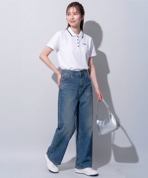 FILA（フィラ）の「FILA/フィラ ポロシャツ 半袖 UVカット 綿100％ 衿ライン ボタンダウン（ポロシャツ・レディース・ホワイト/ブラック/ネイビー/ピンク系その他/ベージュ/White/Navy/PINK/Black・L/M/LL/3L）」の10枚目の写真