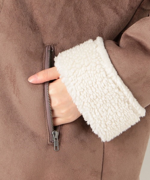 archives（アルシーヴ）の「ミディ丈ライダースムートン（ライダースジャケット・レディース・チャコールグレー/グレー系その他・MEDIUM）」の9枚目の写真