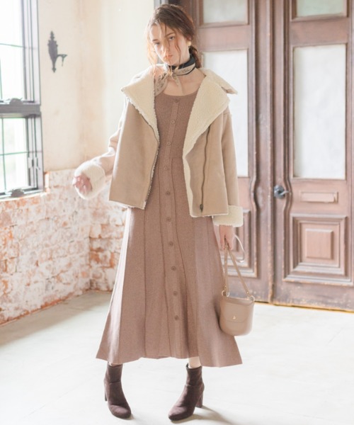 archives（アルシーヴ）の「ミディ丈ライダースムートン（ライダースジャケット・レディース・チャコールグレー/グレー系その他・MEDIUM）」の8枚目の写真