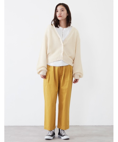 POU DOU DOU(プードゥドゥ)の「透かしワッフル編みカーディガン(ニット/セーター・レディース・アイボリー/ダークグレー/キャメル・3)」の8枚目の写真