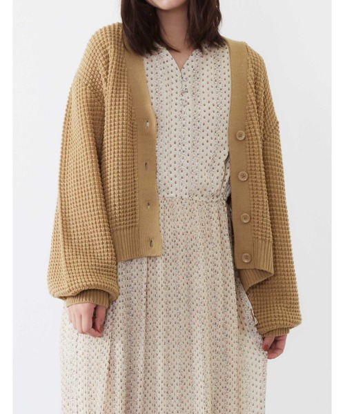 POU DOU DOU(プードゥドゥ)の「透かしワッフル編みカーディガン(ニット/セーター・レディース・アイボリー/ダークグレー/キャメル・3)」の16枚目の写真