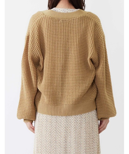 POU DOU DOU(プードゥドゥ)の「透かしワッフル編みカーディガン(ニット/セーター・レディース・アイボリー/ダークグレー/キャメル・3)」の18枚目の写真