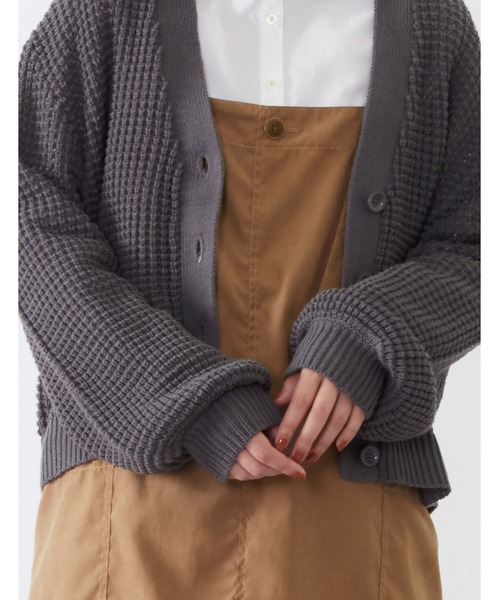 POU DOU DOU(プードゥドゥ)の「透かしワッフル編みカーディガン(ニット/セーター・レディース・アイボリー/ダークグレー/キャメル・3)」の20枚目の写真
