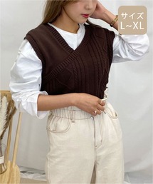 【大きいサイズ】ケーブルベスト×ロンTセット【ZOZOTOWN限定アイテム】