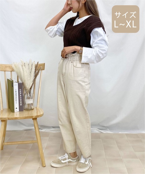 apres jour mignon(アプレジュールミニョン)の「【大きいサイズ】ケーブルベスト×ロンTセット【ZOZOTOWN限定アイテム】(Tシャツ/カットソー・レディース・ダークブラウン/ライトベージュ/ブラック・X-LARGE)」の15枚目の写真