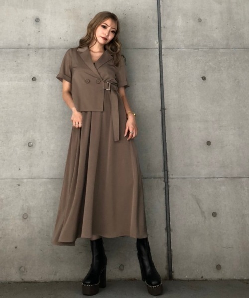 ENVYM（アンビー）の「ジャケットレイヤーライクＯＰ（ワンピース・レディース・ブラック/ベージュ/カーキ・FREE）」の12枚目の写真